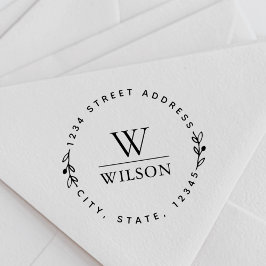 Circular Monogram Family Namn Returadress Självfärgande Stämpel