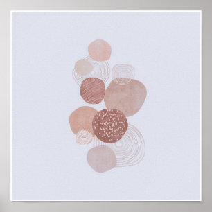 Circular Organic Simple Boho Teckning Boho Chic Poster