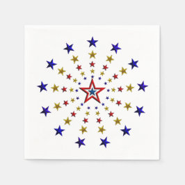 Circular Patriotic Stars Helgdag Papper Pappersservett