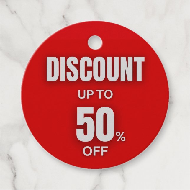 Circular Red 50 % Sale Prisa Märkre Gåvor Etiketter (Framsida)