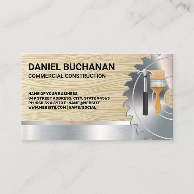 Circular Saw | Affärskort för maskinvarumborste Visitkort (Framsida)