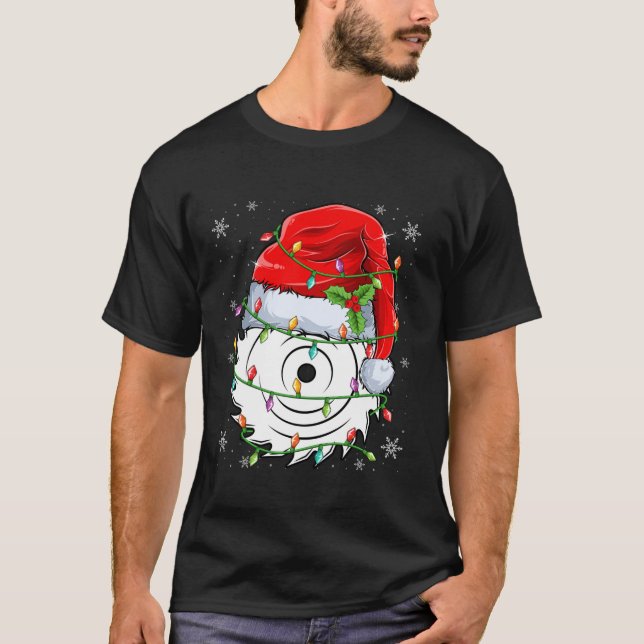 Circular Saw Blade Wearing Santa Hat Julafton Ligh T Shirt (Framsida)