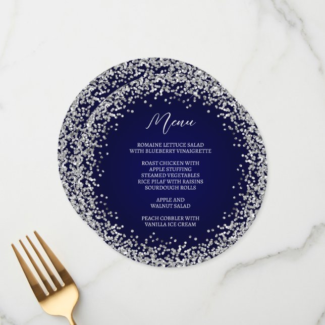 Circular Silver Glitter Navy Ombre Meny (Fram/Back In Situ)