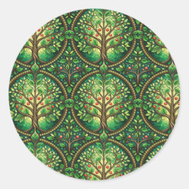 Circular sticker design featuring a repeating  runt klistermärke