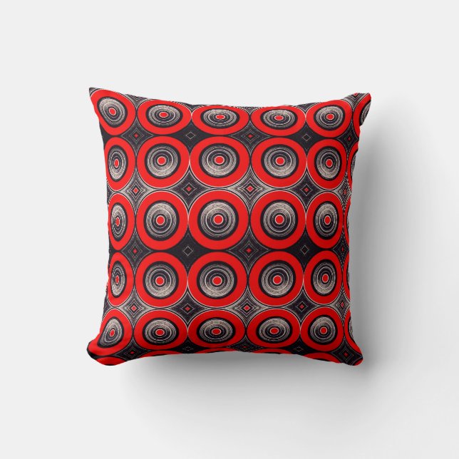 Circulos  Rojos y Negros - Throw Pillow Kudde (Framsida)