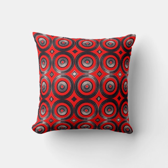 Circulos  Rojos y Negros - Throw Pillow Kudde (Framsida)