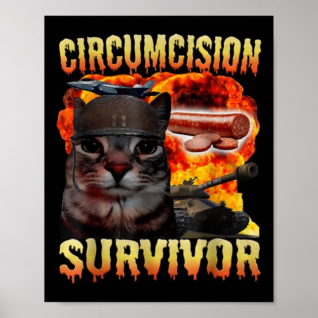 Circumcision Survivor Funny Odely Specific Cat Mem Poster (Framsidan)