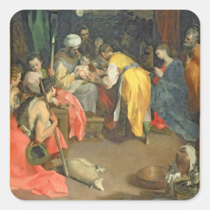 Circumcisionen av Kristus, 1590 (olja på kanfas) Fyrkantigt Klistermärke