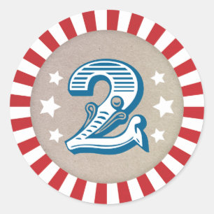 Circus 2:a födelsedag runt klistermärke