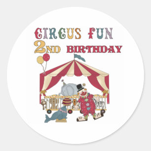 Circus 2:a födelsedag runt klistermärke