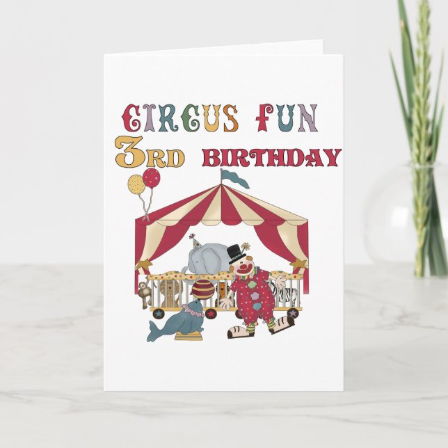 Circus 3:e födelsedagskjortor och gåvor kort (Framsida)