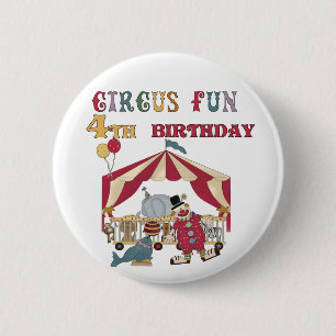 Circus 4e födelsedagen Tshirts och Gifts Knapp