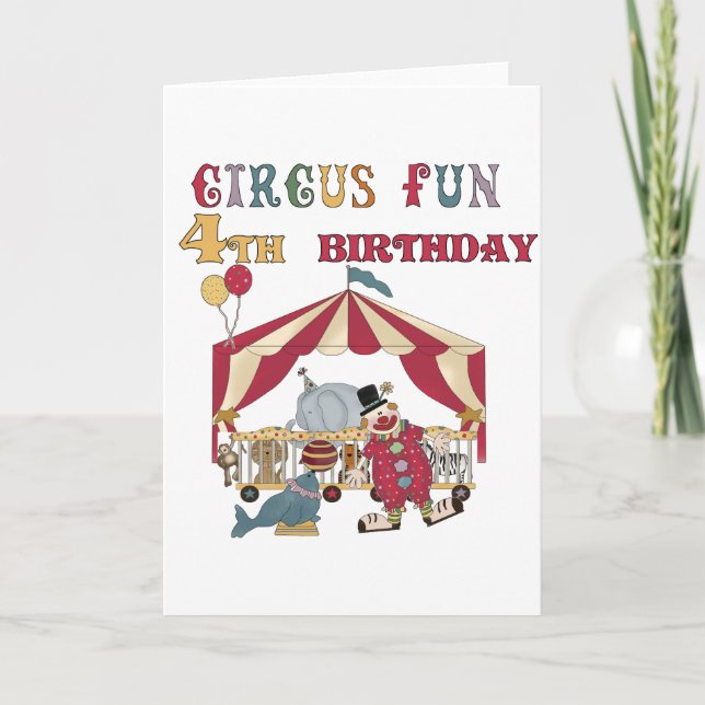 Circus 4e födelsedagen Tshirts och Gifts Kort (Framsida)