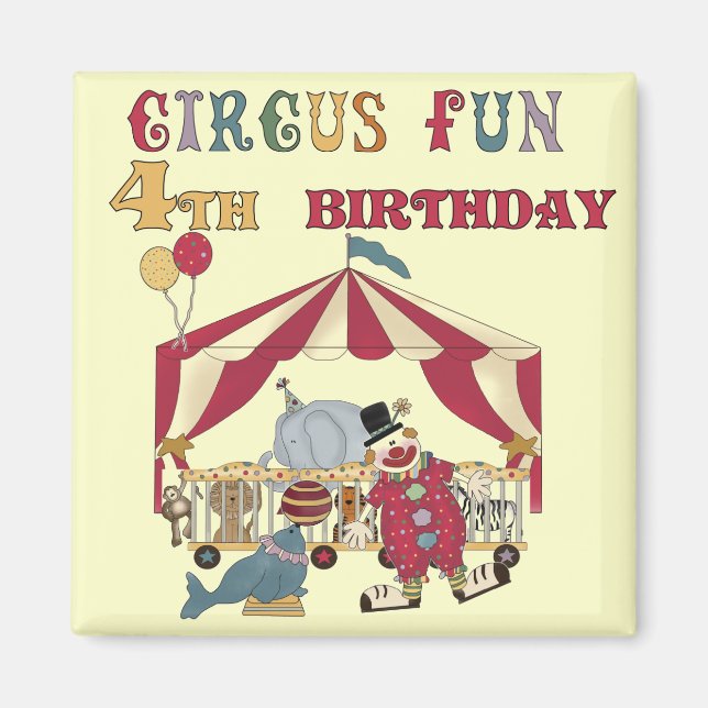 Circus 4e födelsedagen Tshirts och Gifts Magnet (Framsidan)