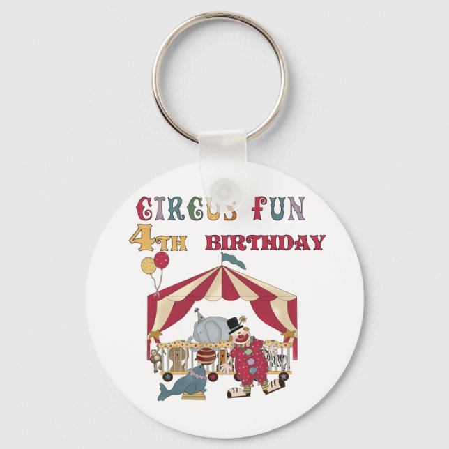 Circus 4e födelsedagen Tshirts och Gifts Nyckelring (Framsida)