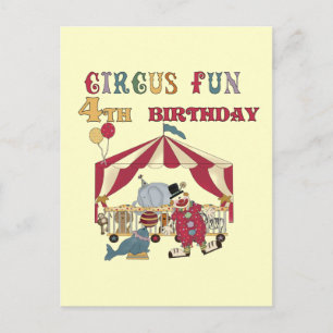 Circus 4e födelsedagen Tshirts och Gifts Vykort