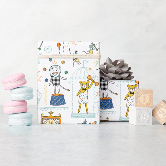 Circus Animal Performers Wrapping Papper Presentpapper (Baby Shower)