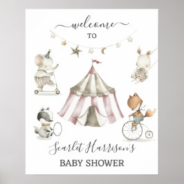 Circus Animals Baby Shower Wecome-tecken Poster