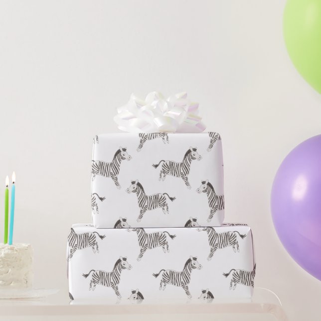 Circus Animals, Black and White Zebra, vit Presentpapper (Festgåvor)