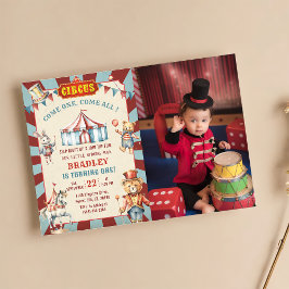 Circus Animals Carnival Birthday Photo Investigati Inbjudningar