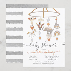 Circus Animals Mobile Baby Shower Inbjudningar