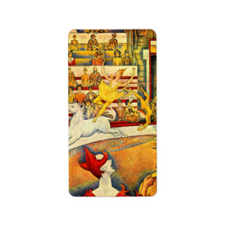 Circus av Georges Seurat, Vintage Fine Art Adressetikett