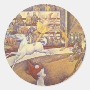 Circus av Georges Seurat, Vintage Pointillism Art Runt Klistermärke