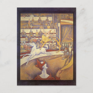 Circus av Georges Seurat, Vintage Pointillism Kons Vykort