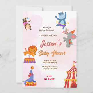 Circus Baby Shower Inbjudningar