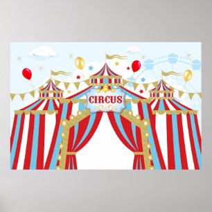 Circus Bakdroppe, Karnival-födelsedagsbakgrund Poster
