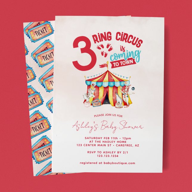 Circus Big Top Triplets Baby Shower Inbjudningar (Skapare uppladdad)