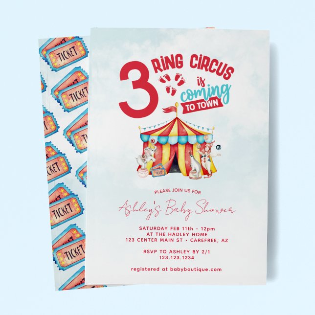 Circus Big Top Triplets Baby Shower Inbjudningar (Skapare uppladdad)
