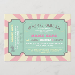 Circus Biljett Rosa Baby Shower-inbjudan Inbjudningar