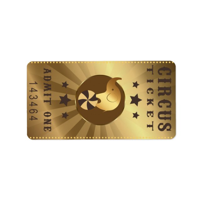 Circus Biljett tar emot en Födelsedagsfest elefant Adressetikett (Framsidan)