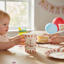 Circus Birthday Elephant Lion Juggler Watercolor 