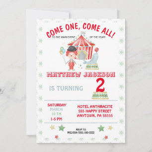 Circus Birthday-inbjudan, Kom ett, kom alla! I Inbjudningar