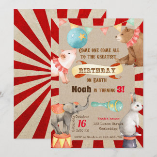 Circus Birthday Invitation, Circus Invitation Inbjudningar