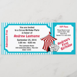 Circus Birthday Pass Inbjudningar