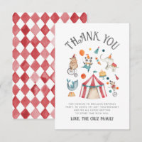 Circus Birthday - tackkort
