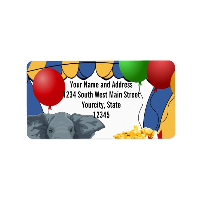 Circus Carnival Anpassningsbar Birthday Adressetikett (Framsidan)