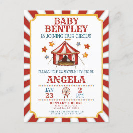 Circus Carnival Baby Shower-inbjudan Vykort