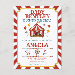 Circus Carnival Baby Shower-inbjudan Vykort