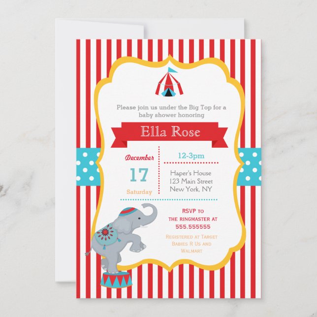 Circus Carnival Baby Shower-inbjudningar Inbjudningar (Framsida)