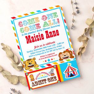 Circus Carnival Baby Shower Party-inbjudan Inbjudningar