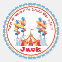 Circus Carnival Big Top Birthday Favor Stickers Runt Klistermärke