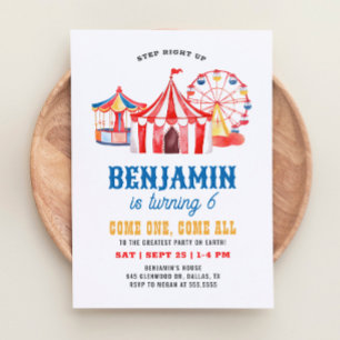 Circus Carnival Birthday Inbjudningar