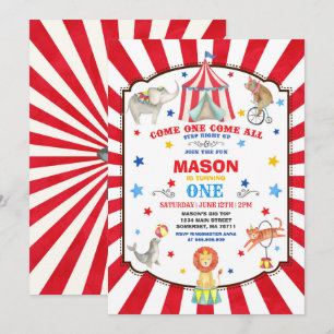 Circus Carnival Birthday Investigation Circus Part Inbjudningar