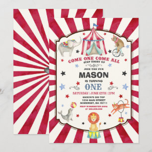 Circus Carnival Birthday Investigation Circus Part Inbjudningar