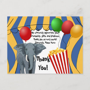 Circus Carnival Birthday/Tack Vykort