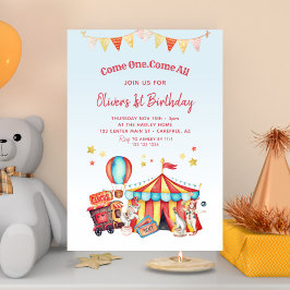 Circus Carnival Boys 1:a födelsedag Inbjudningar